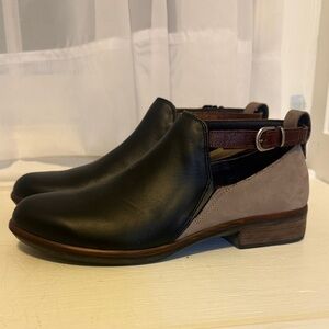 Naot Black and Taupe Ankle Booties